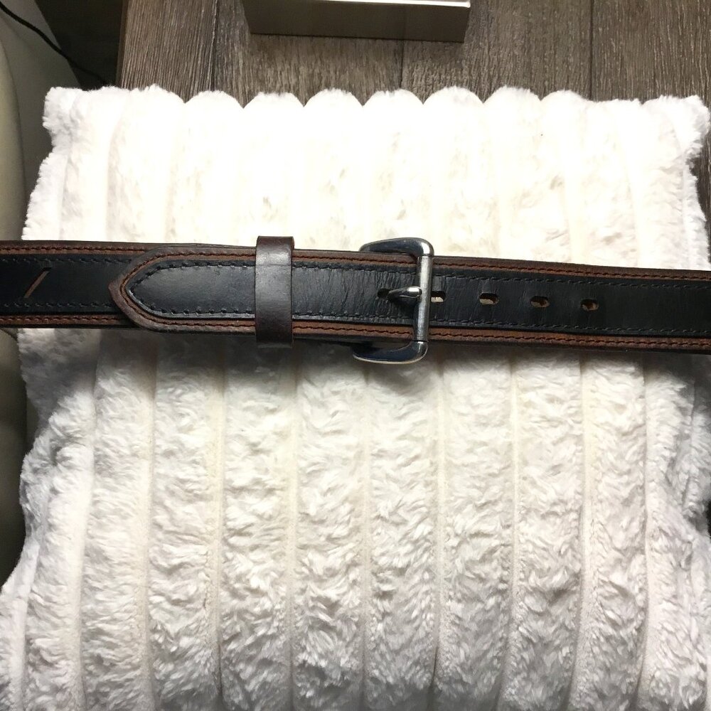 Leather Belt. black/brown. heavy-duty well-constructed. 40